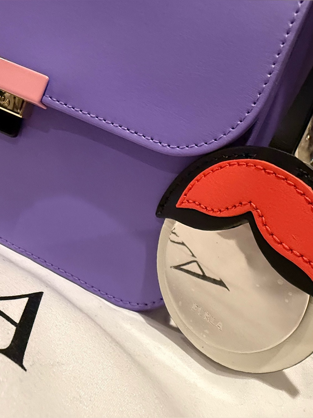Furla Elisir small crossbody satchel in lilac smooth leather NWT made in Italy - Picture 3 of 16